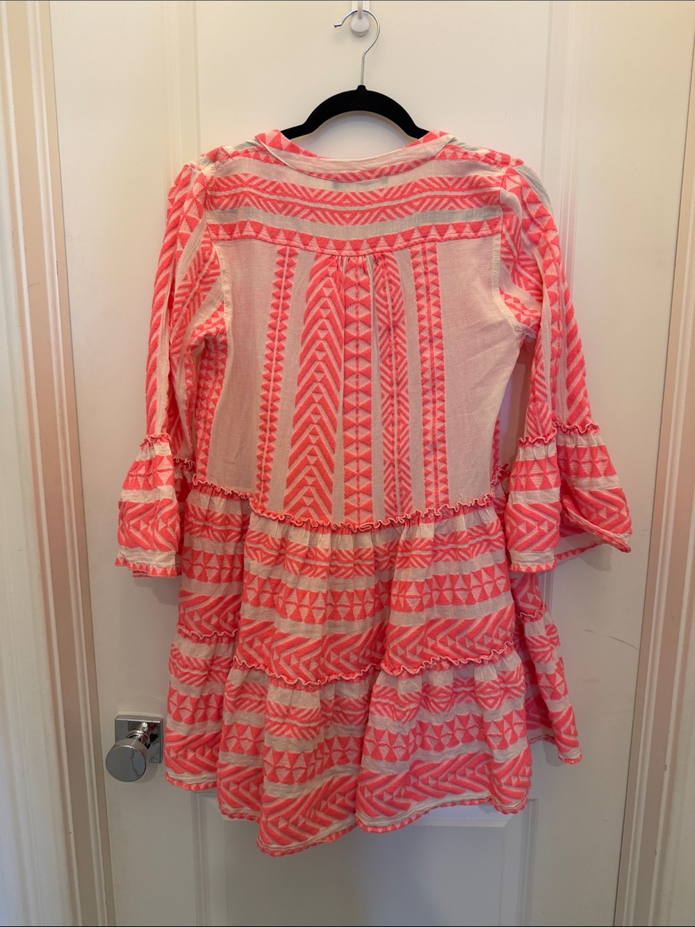 Devotion TWINS Coral & Cream Embroidered Tiered Tunic Dress - Picture 5 of 5